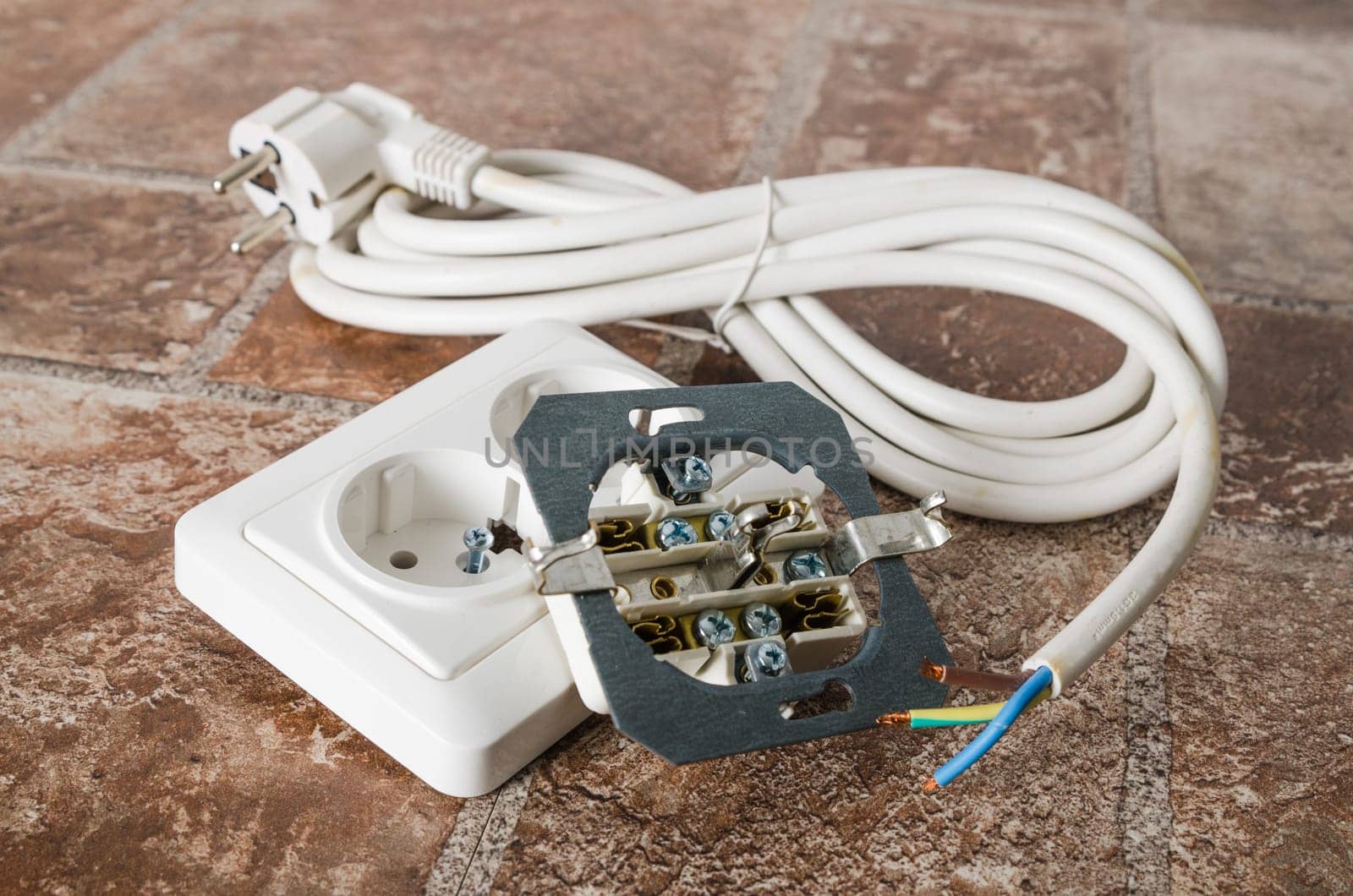 Electric socket and cable, close-up