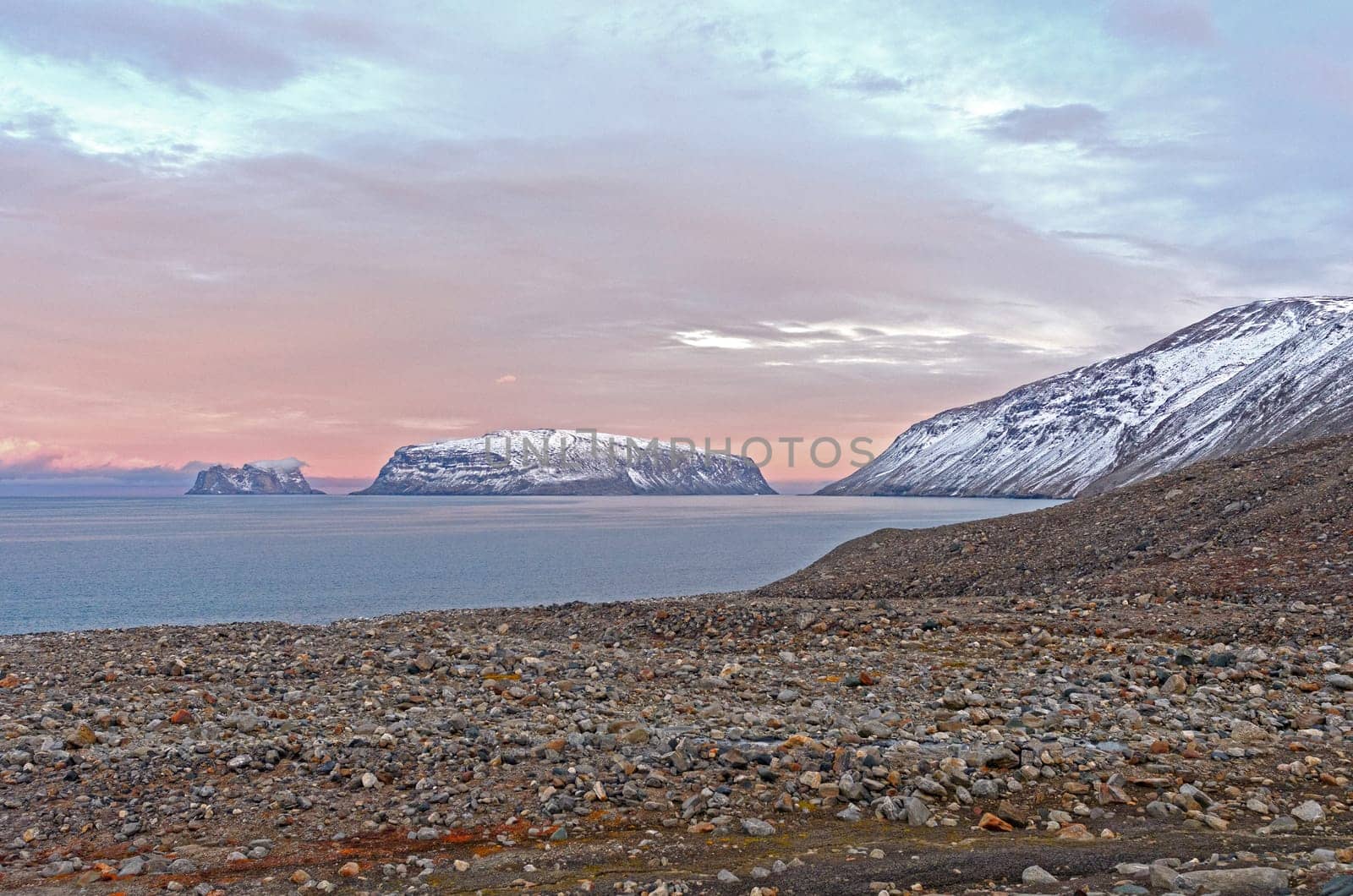 Twilight in the High Arctic near Cape Dyer on Baffin Island in Nunavut, Canada