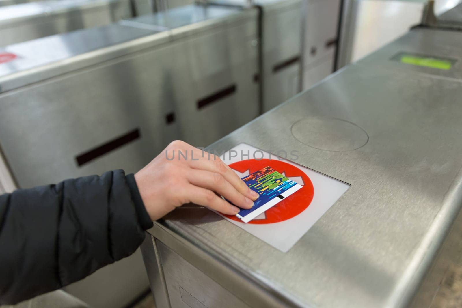 Entrance Gate Ticket Access Touch technology Metro Station.