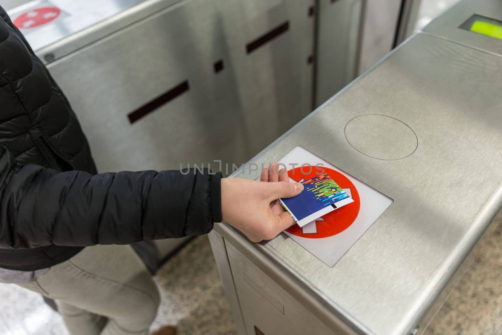 Entrance Gate Ticket Access Touch technology Metro Station.