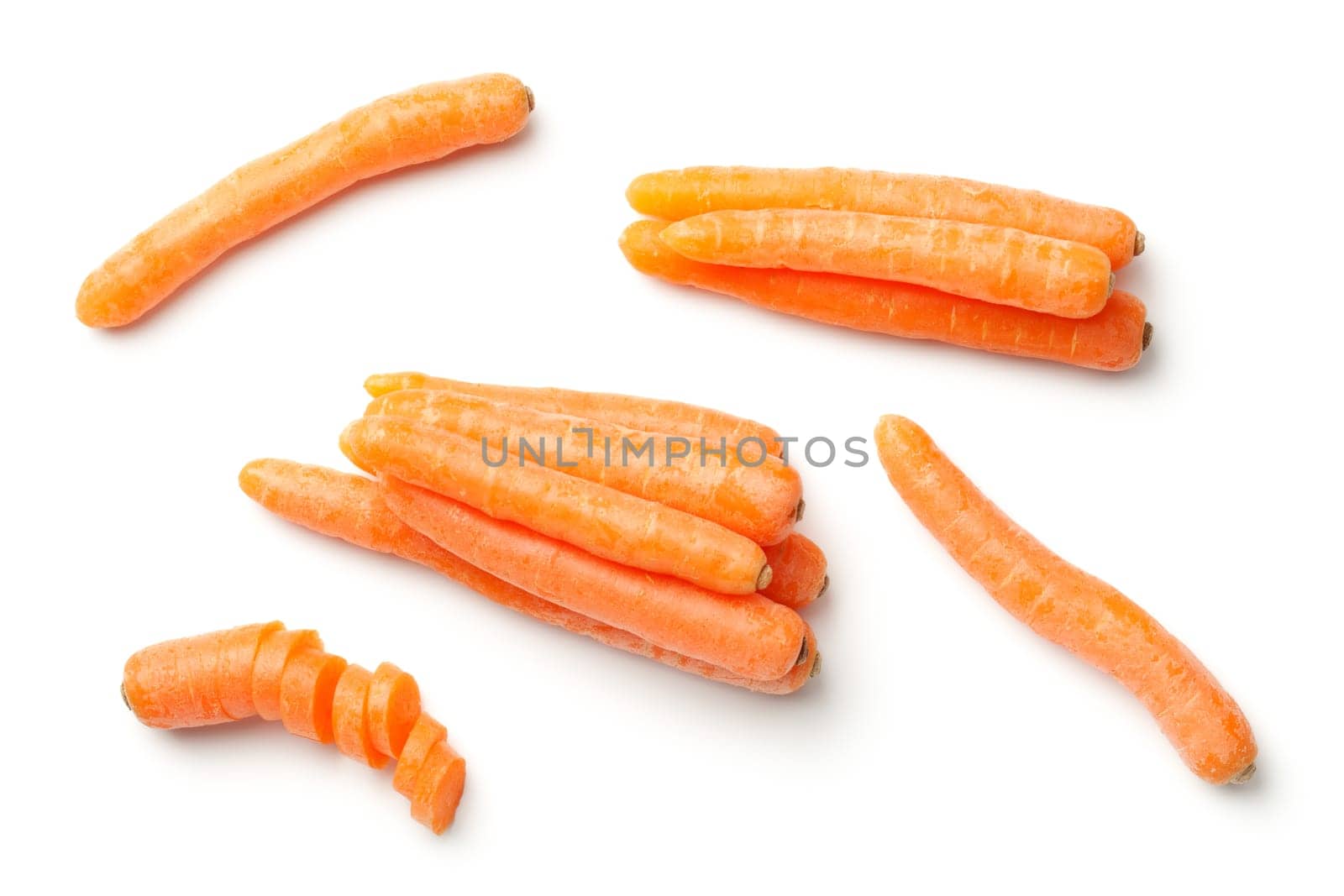 baby,mini carrots isolated on white background. to view