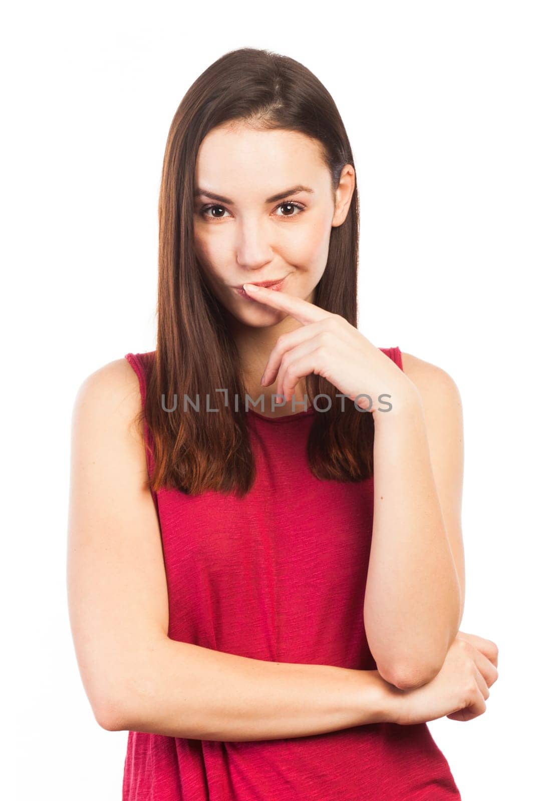 Portrait of a very charming woman, isolated on white