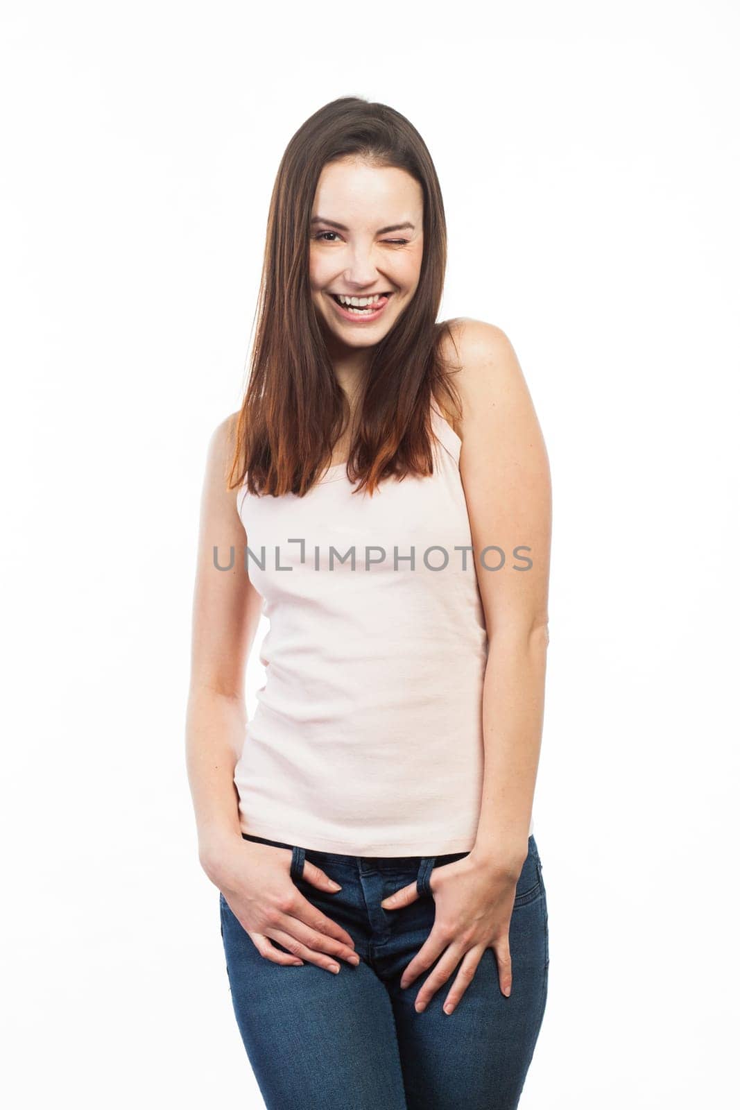Portrait of a young sexy woman, isolated on white