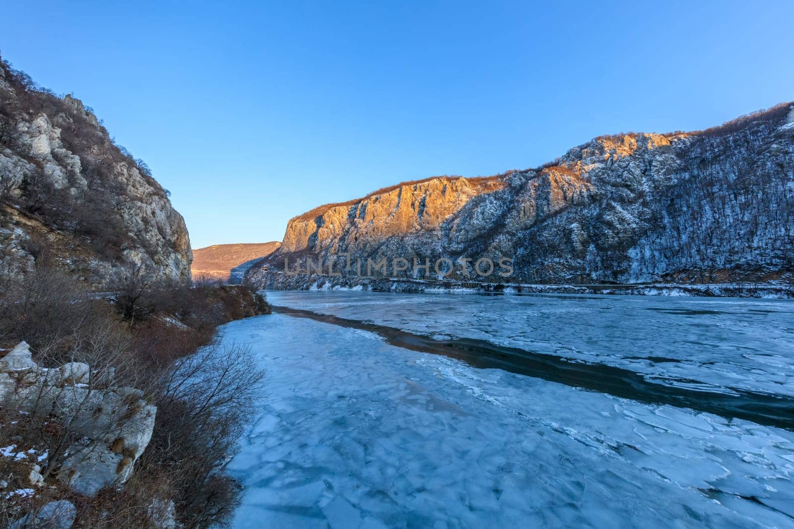 landscape in the Danube Gorges. Cazanele Mari seen from the Romanian side