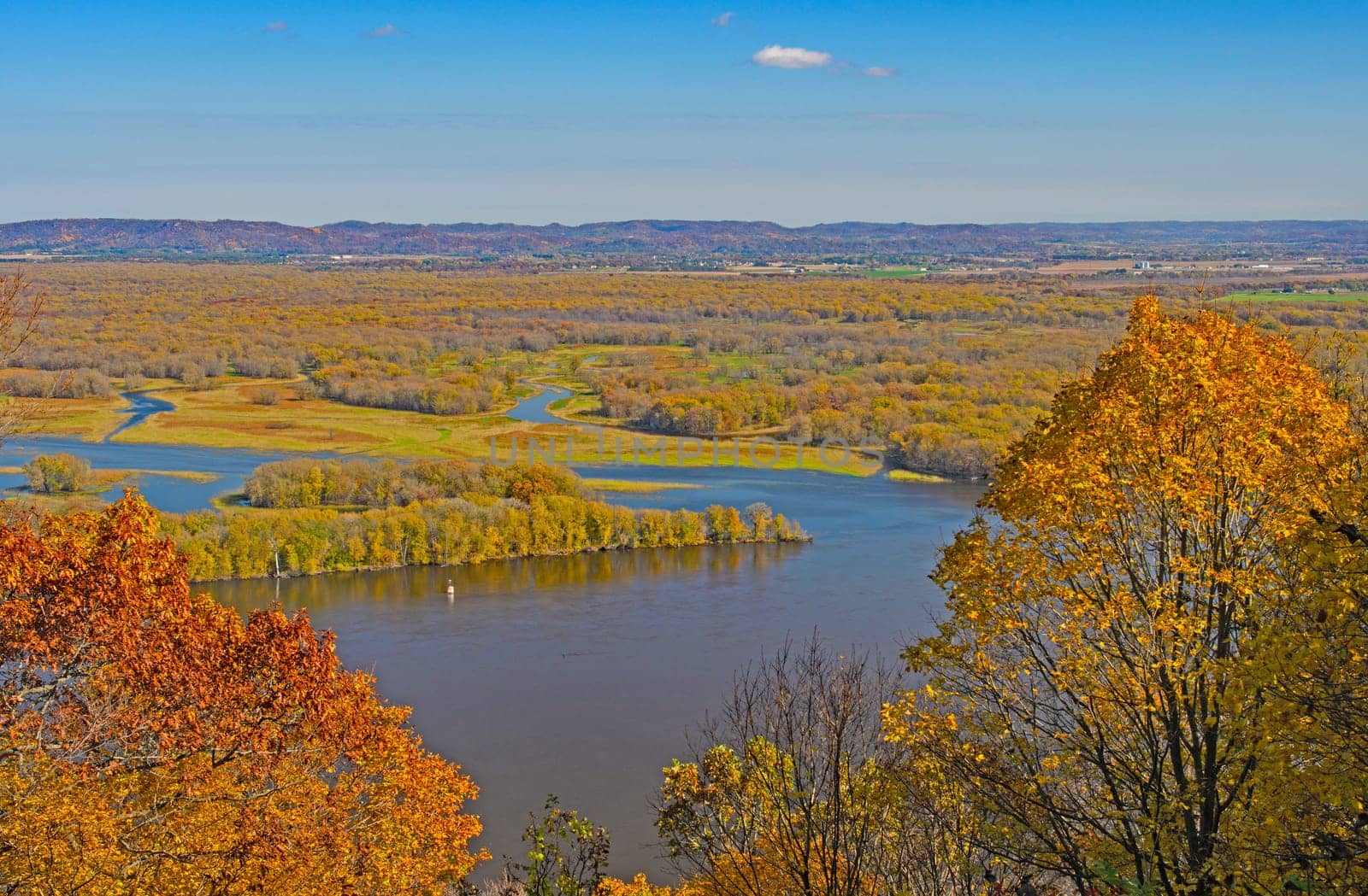 Missippi River Wetlands in the Fall at Great River Bluffs State Park in MInnesota