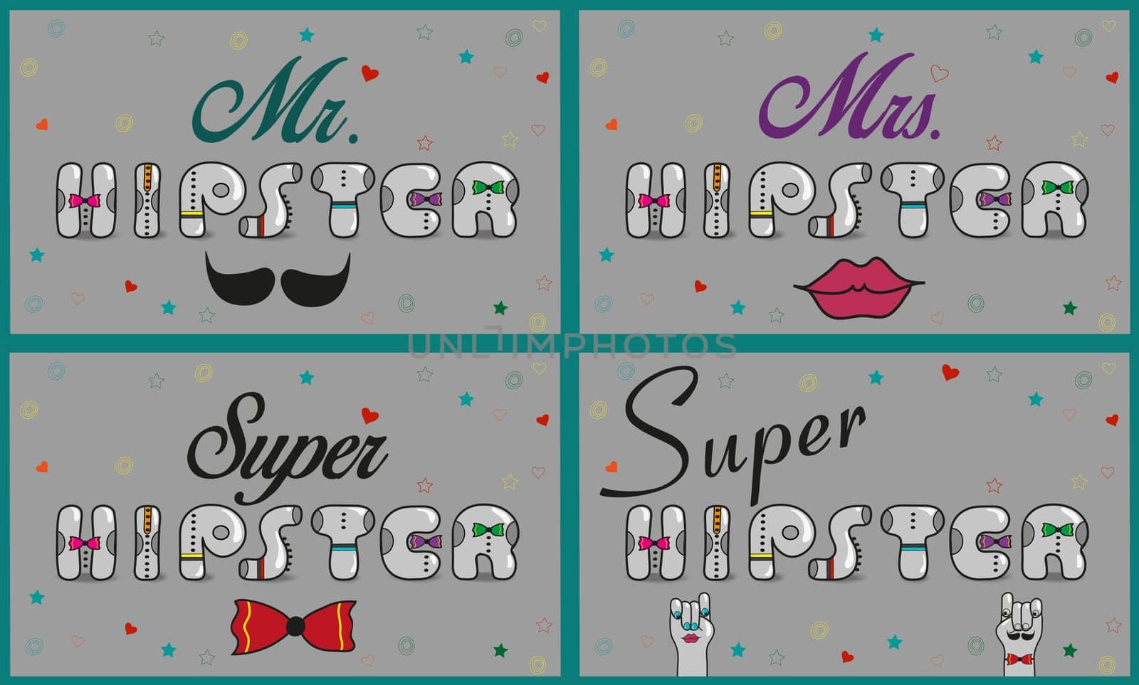Cards with inscriptions for retail. Vintage font. Sale. Gray retro letters with colorful ties. Pink numerals. Cartoon hipster hands.  illustration