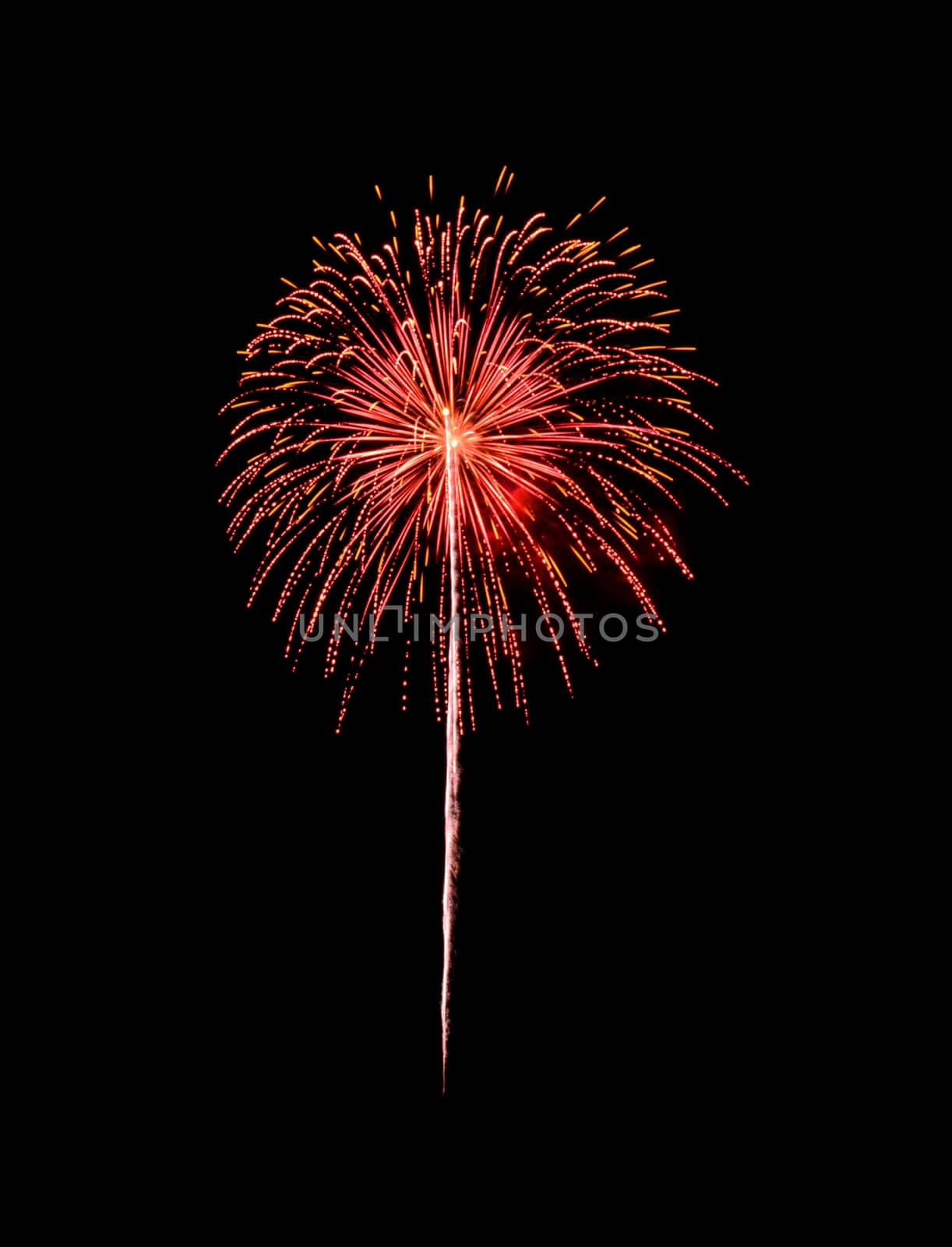 Red fireworks isolated on black background