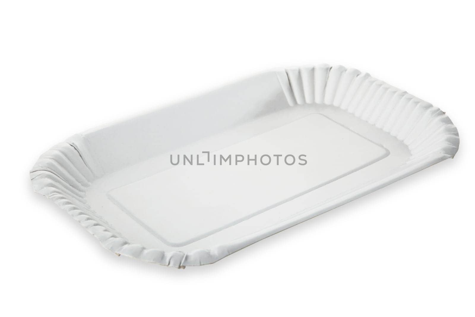 Blank paper plate cropped on white background