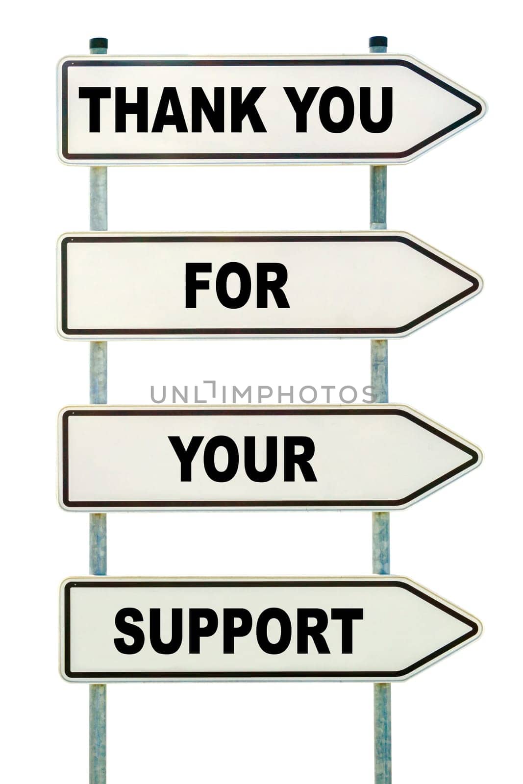 Four exposed signs with the words "Thank you for your Support"""