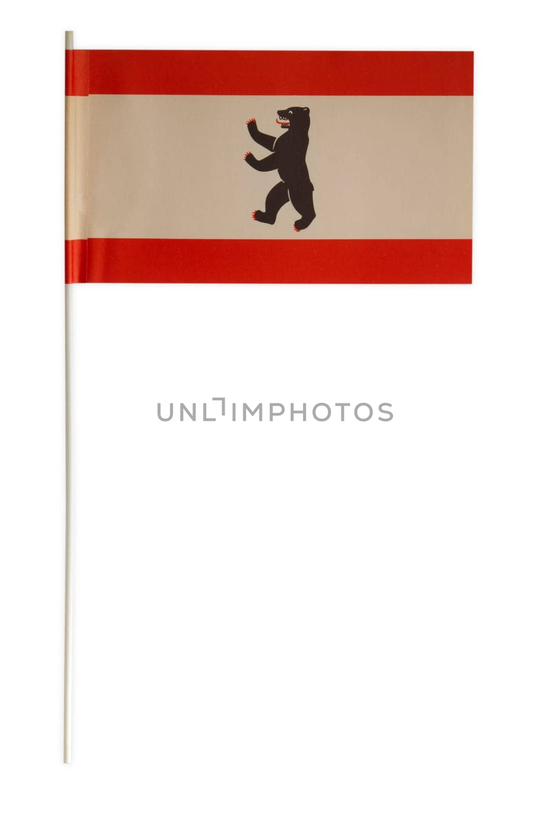Paper flag of Berlin released on white background