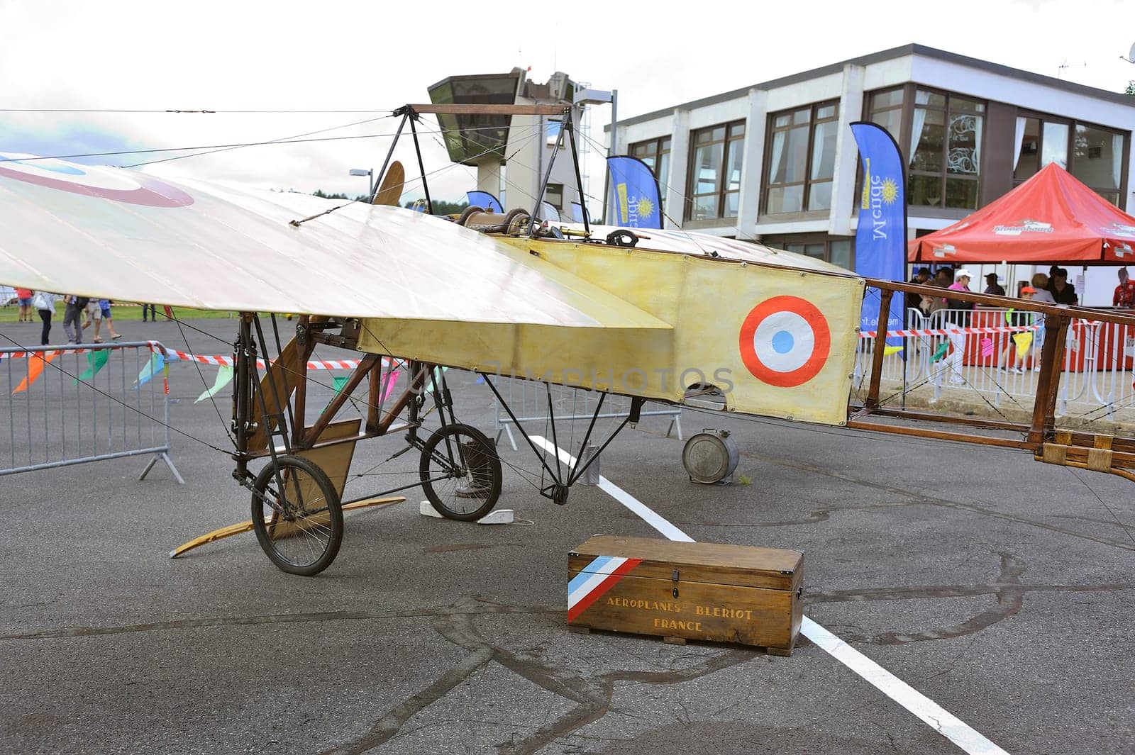 Reproduction of the Bleriot XI presentation on the airfield of Mende in the French department of Gard.
