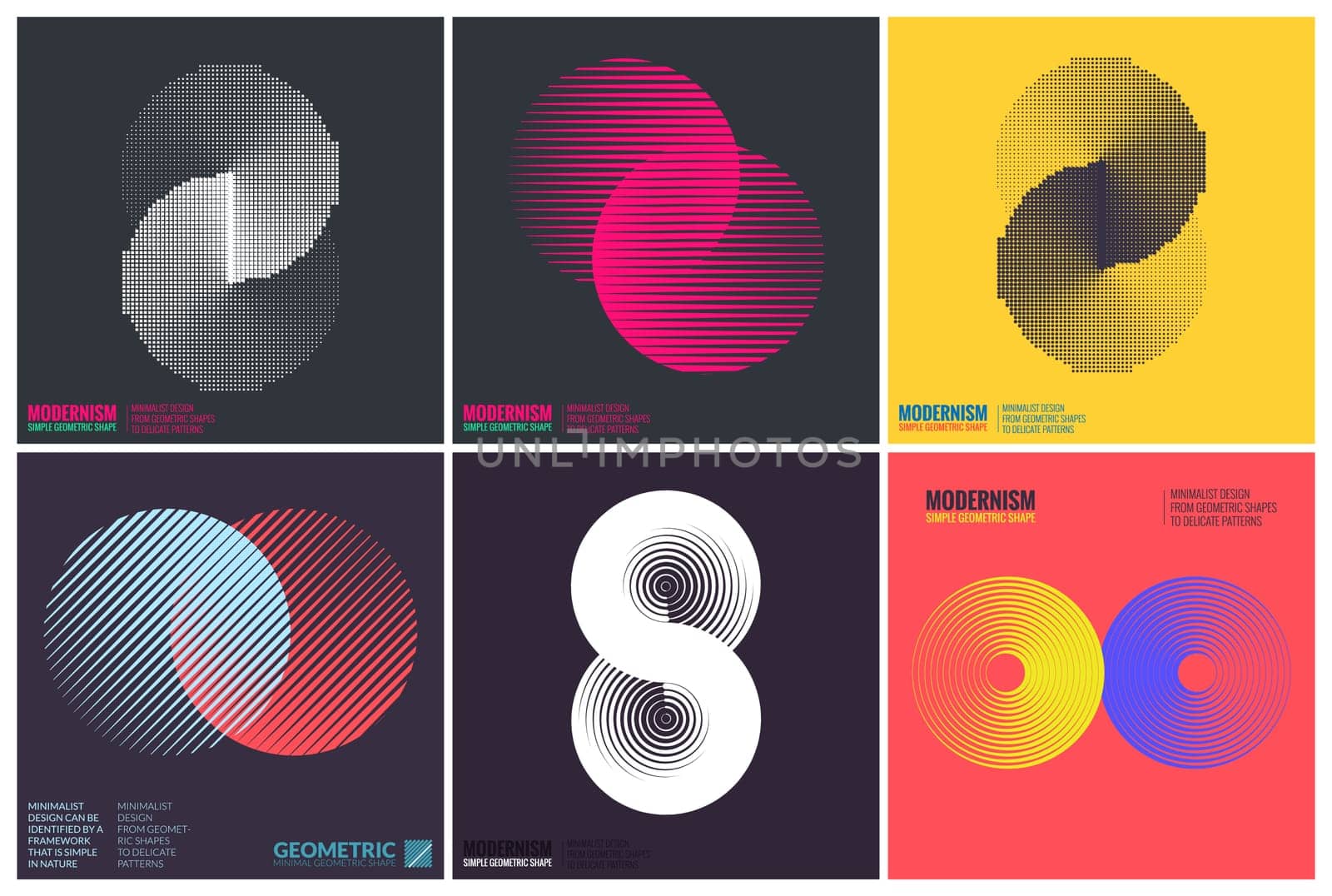 Simplicity Geometric Design Set Clean Lines and Forms In multi colors and gradient