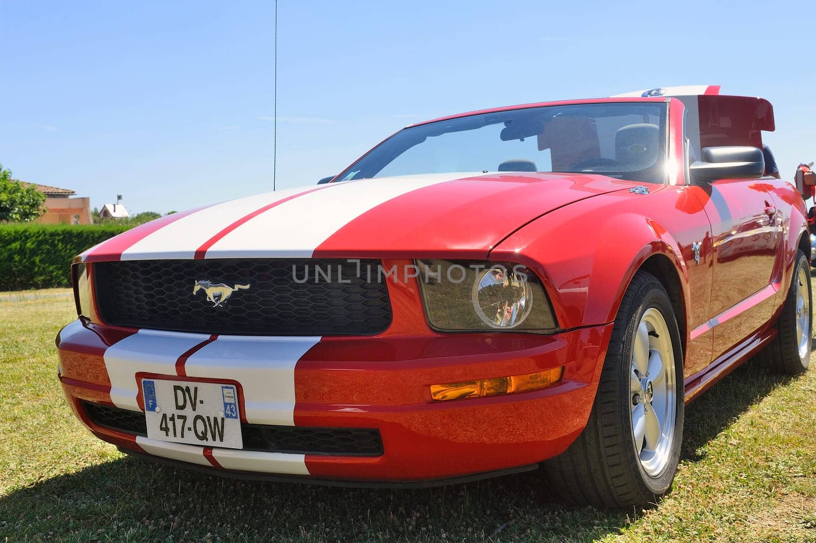 Front of a Ford Mustang photographed during a car rally