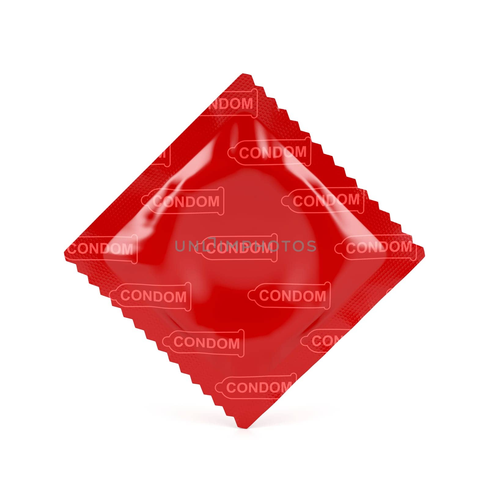 Condom on white background, 3D illustration