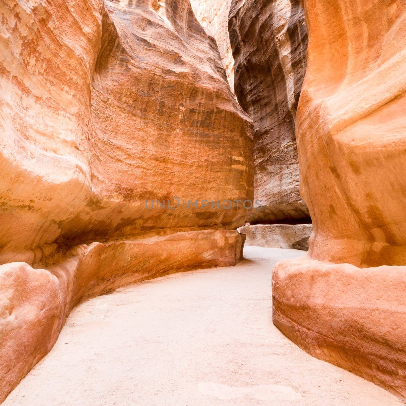 Fantastic beauty of the Siq gorge in Petra, Jordan