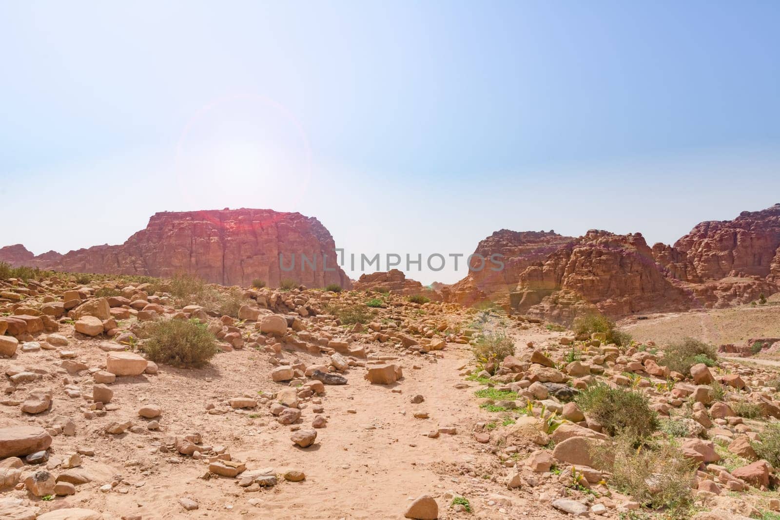 Panoramic view of the Rose City of Petra from the high tombs