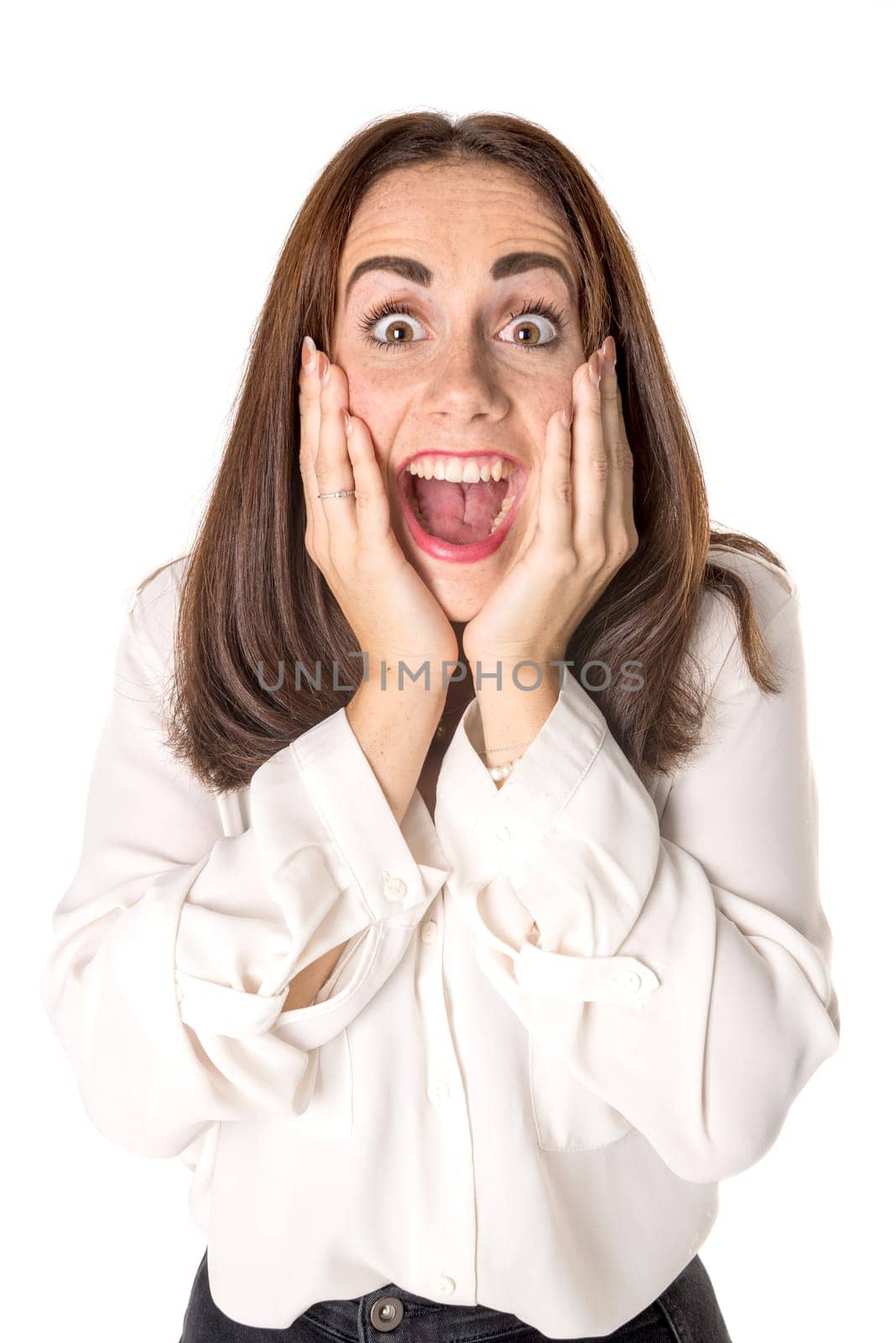 Casual young woman isolated in a white background