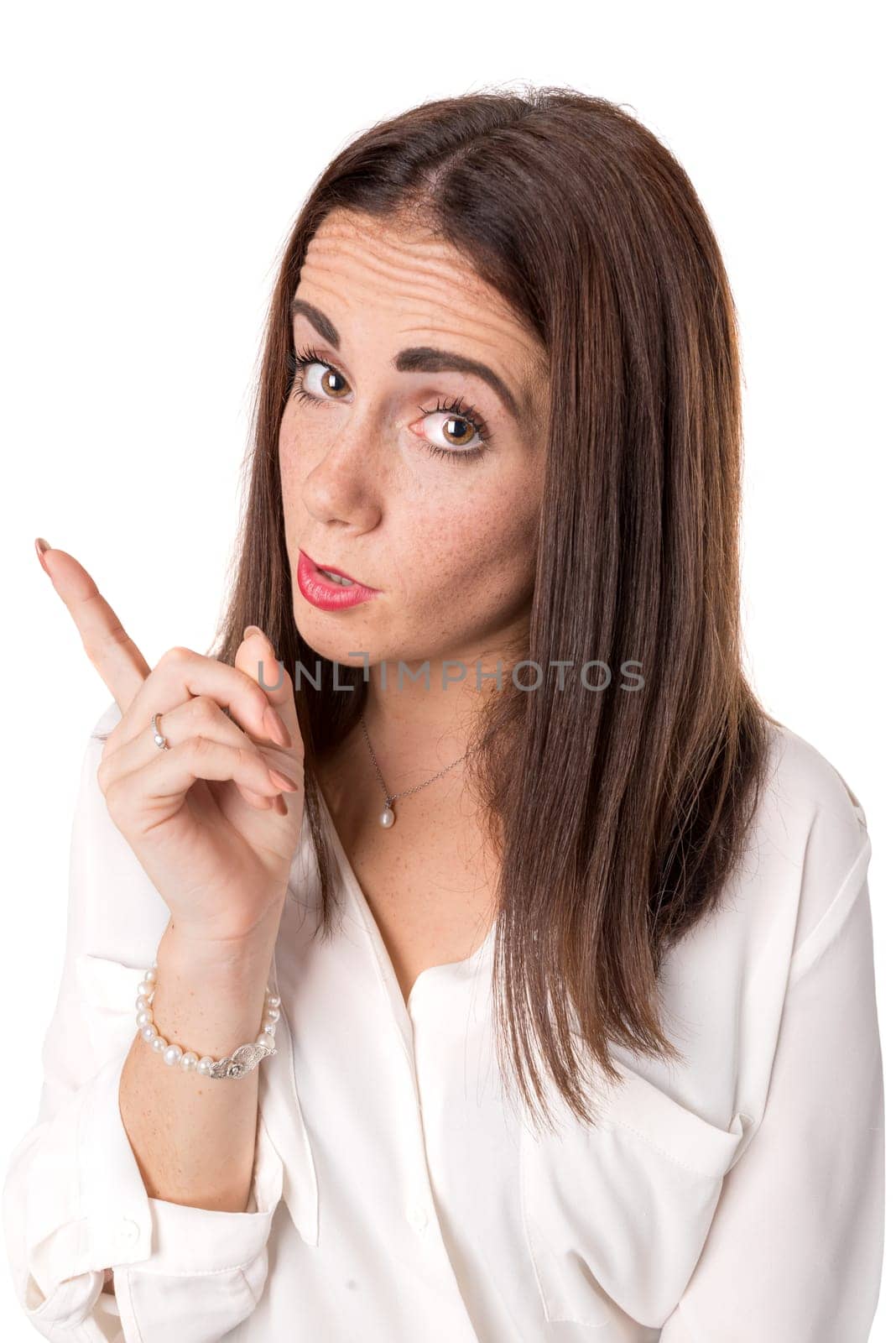 Casual young woman isolated in a white background