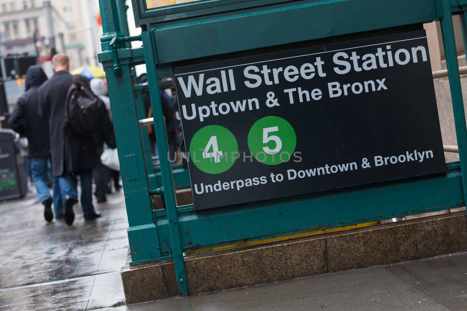 Wall street subway station in New York City, NY, USA.