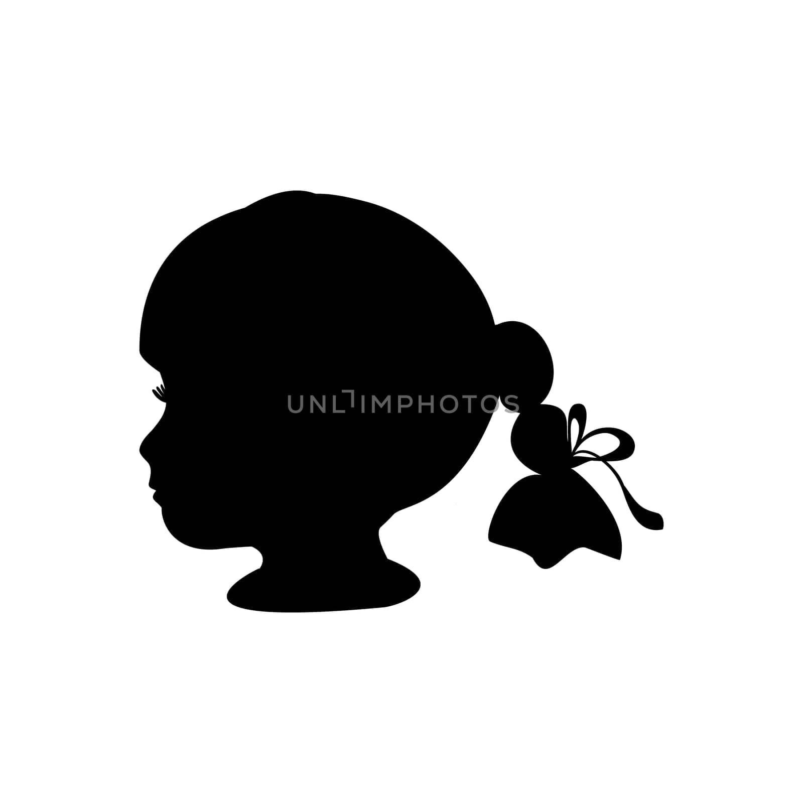 Silhouette portrait face girl image. Vector illustration