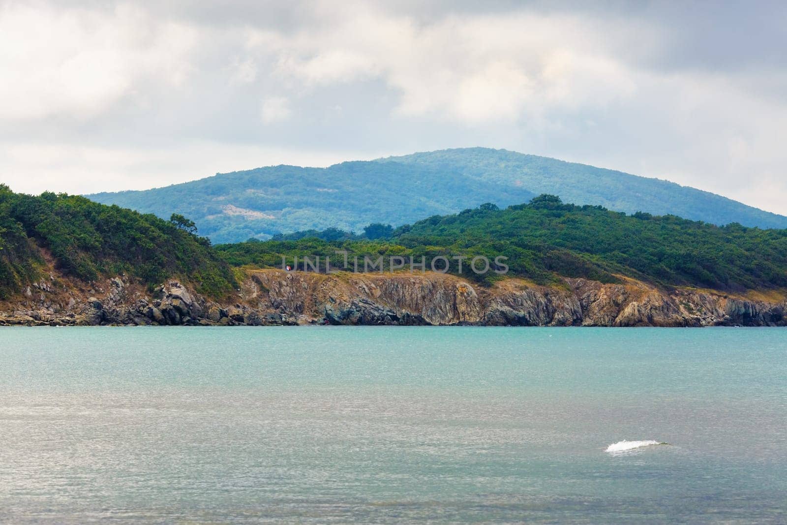 Mountains and calm sea. Black sea coast.