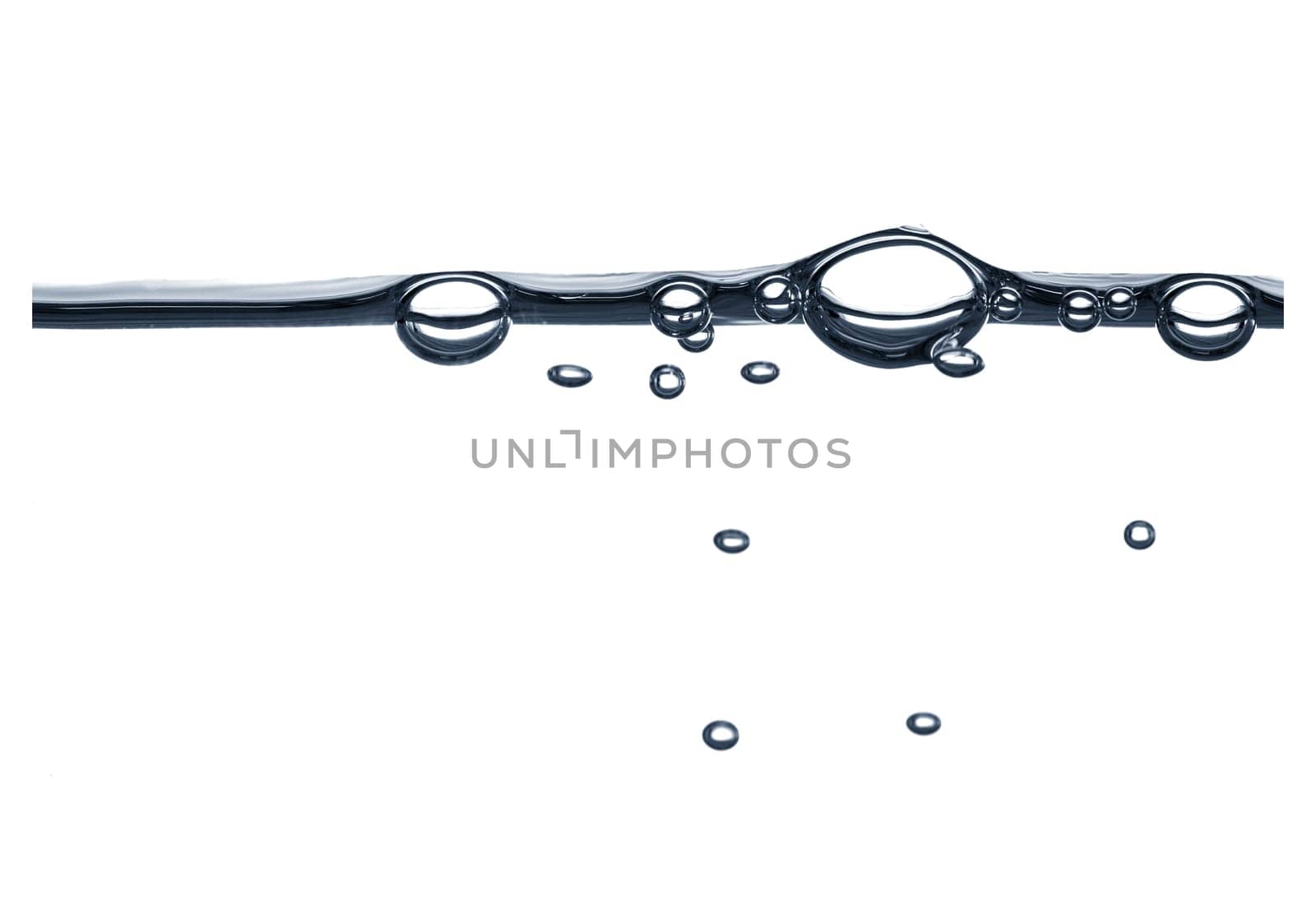 Air bubbles in the water with a white background