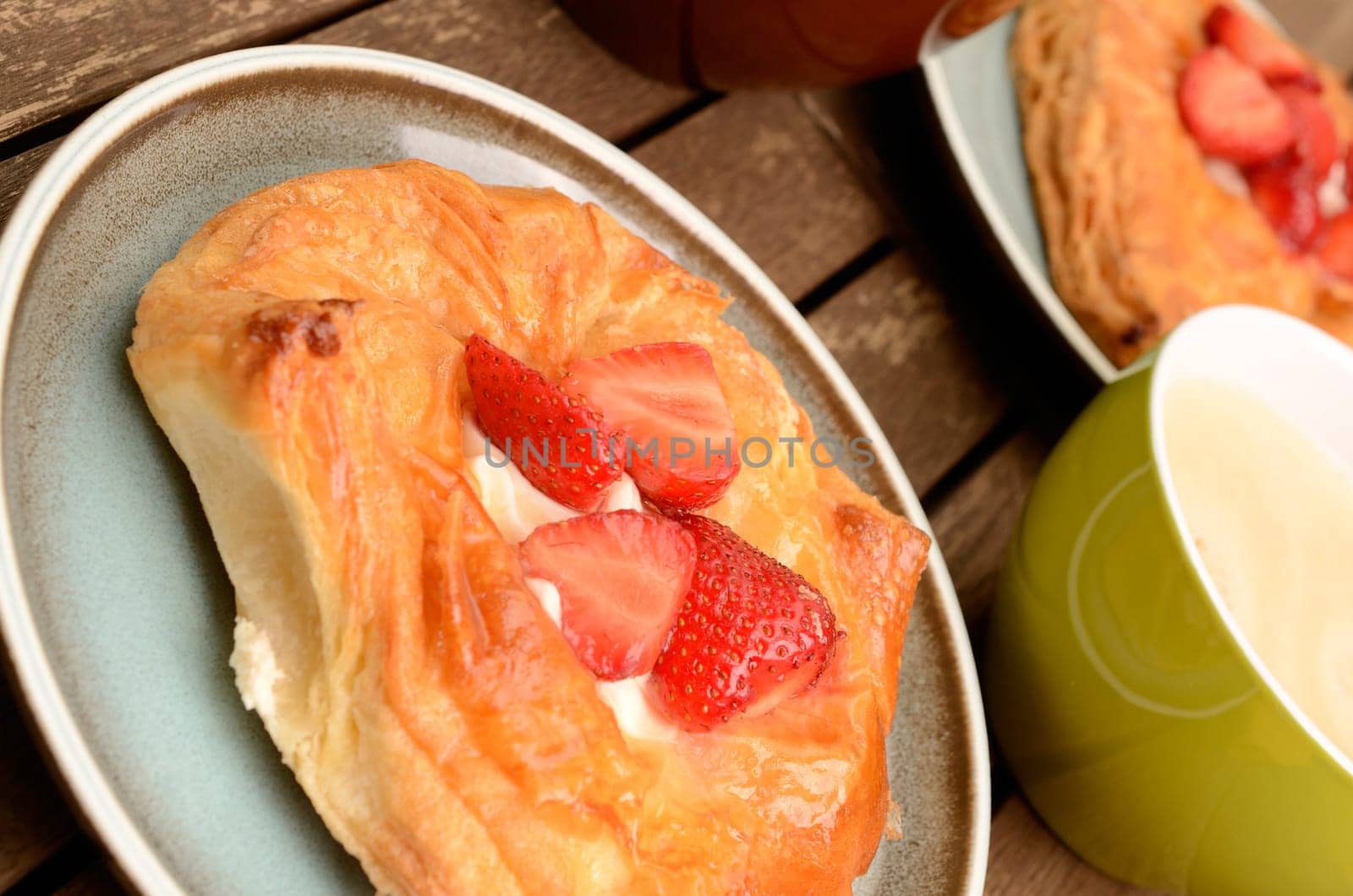 Danish pastry with fresh strawberries