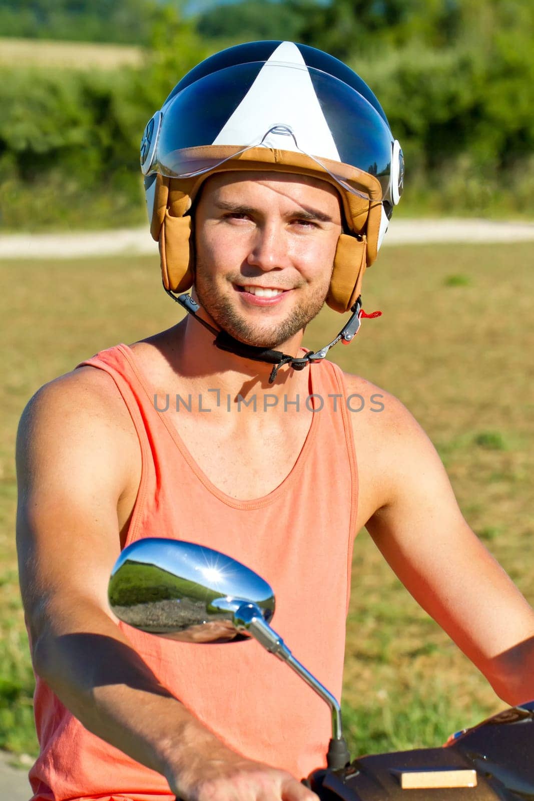 Young man on scooter