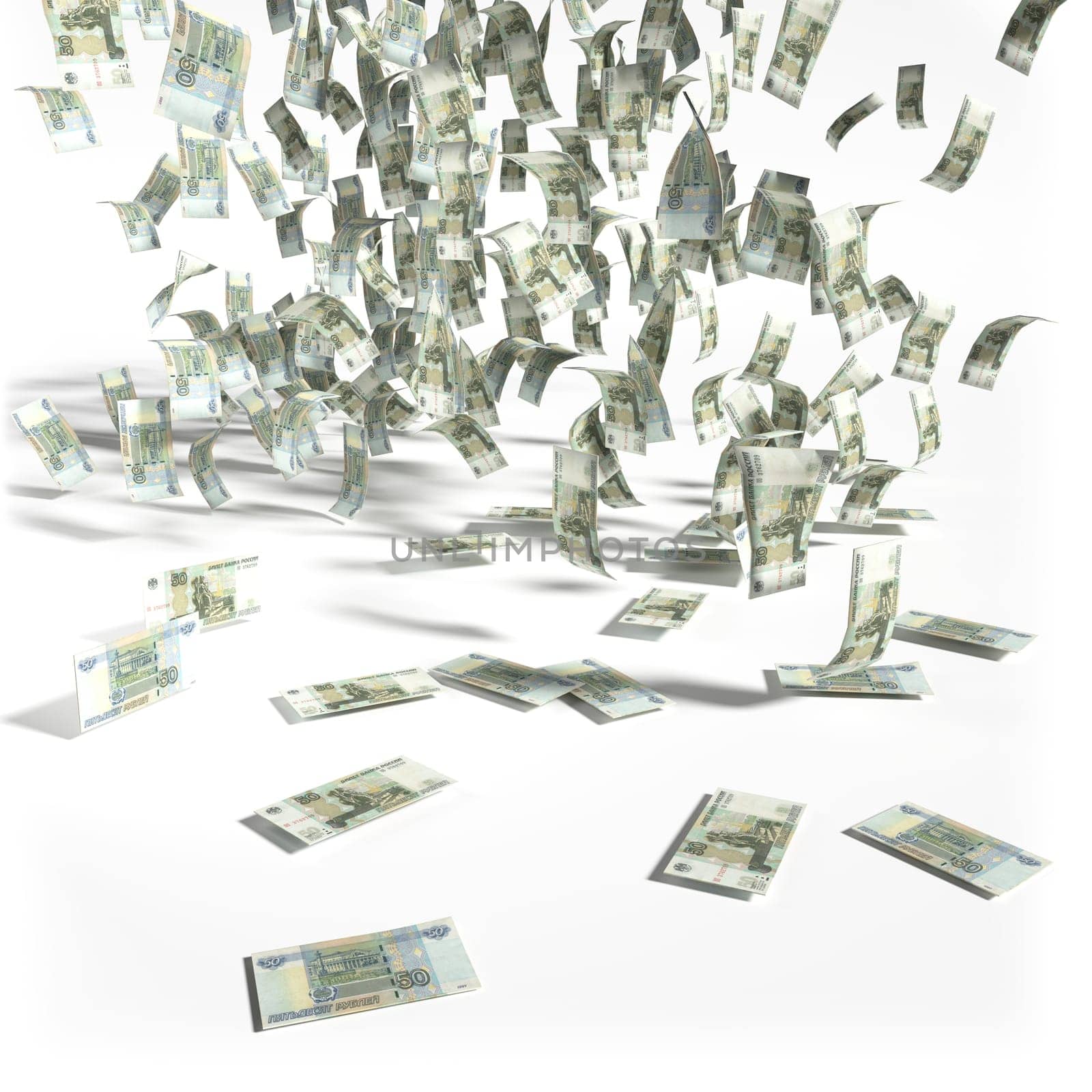 Rain of money from 50 ruble notes