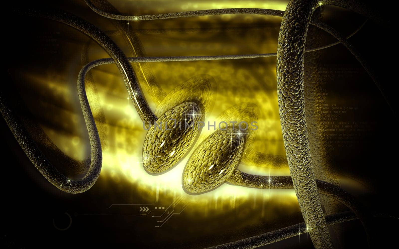 Digital illustration of synapse in colour background