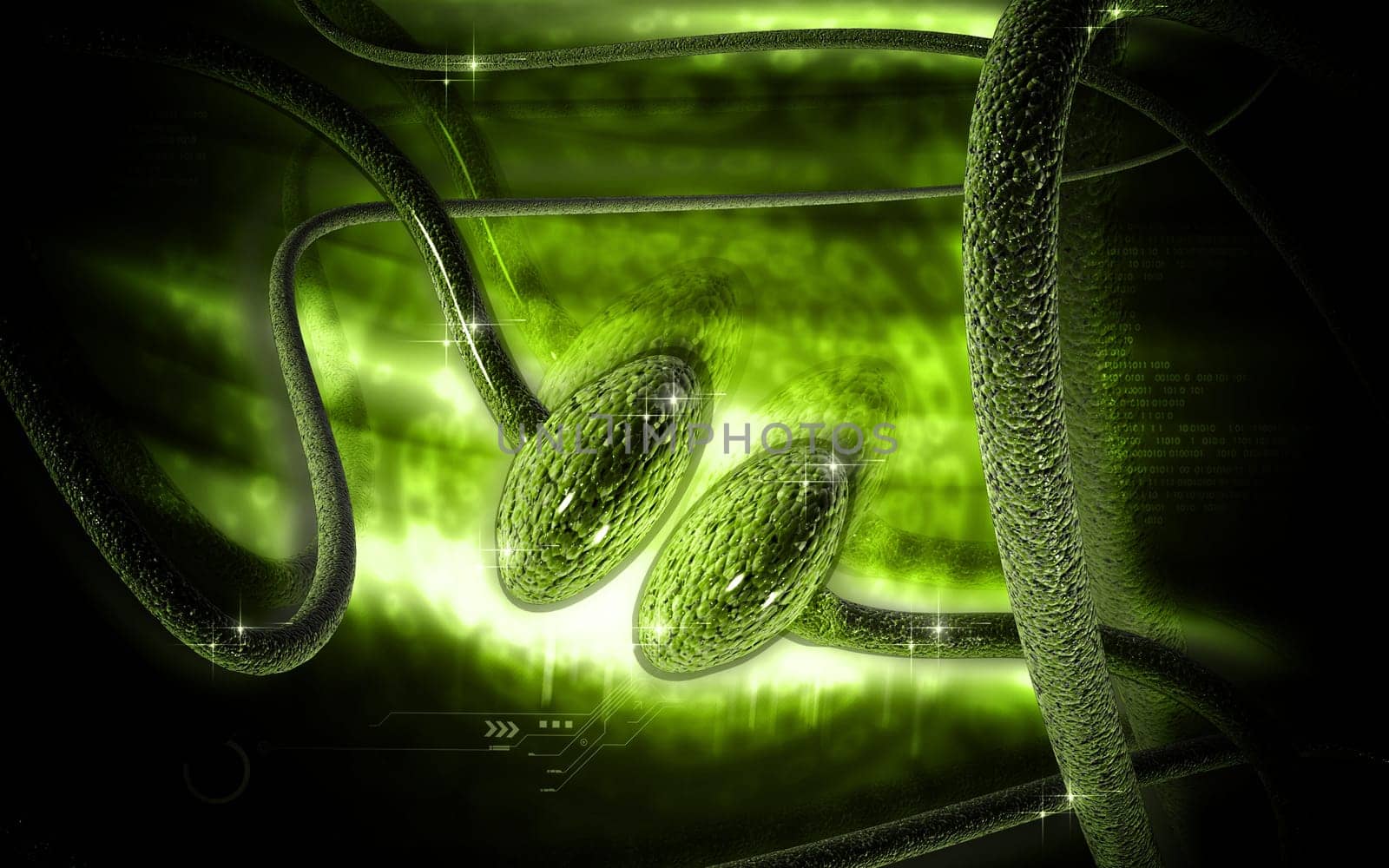 Digital illustration of synapse in colour background