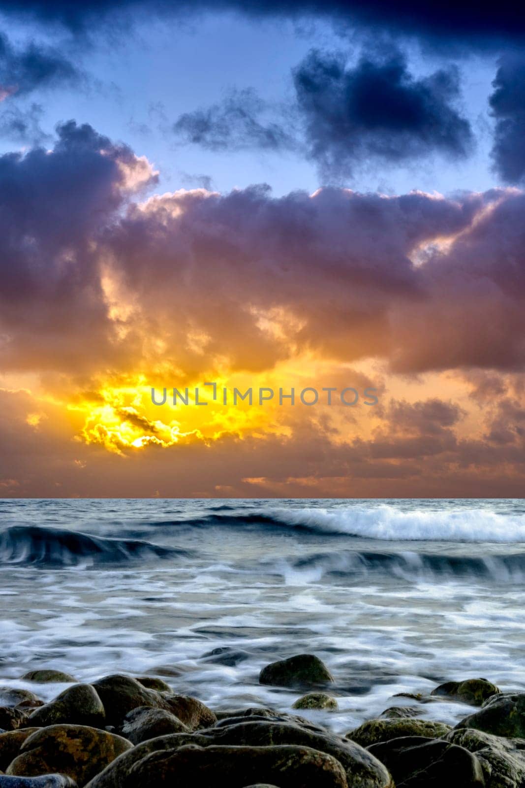 Dramatic sunrise over the sea - Gouves, Crete, Greece