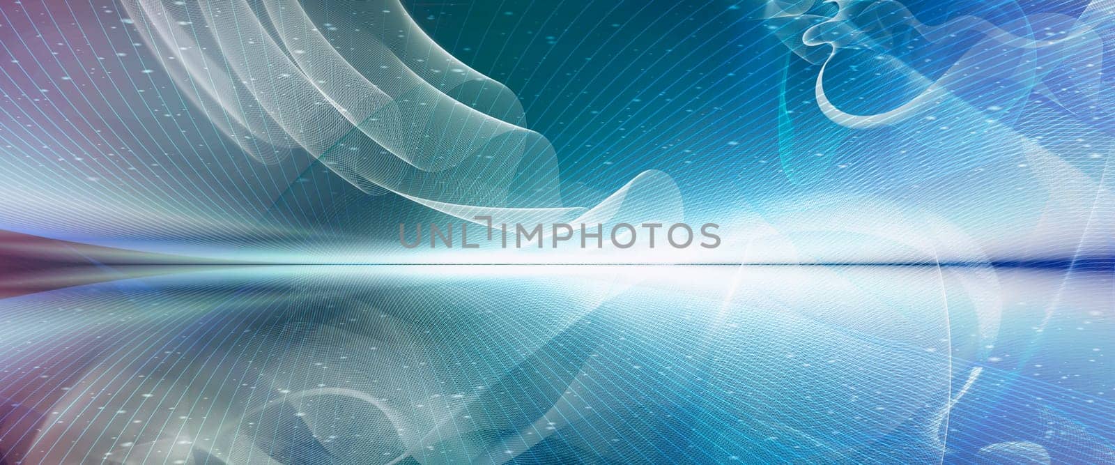 abstract line mesh on background structure with horizon line. Waves,lines,space,movement,creativity,symbol,dynamics,net,computer,technology,banner,concept.