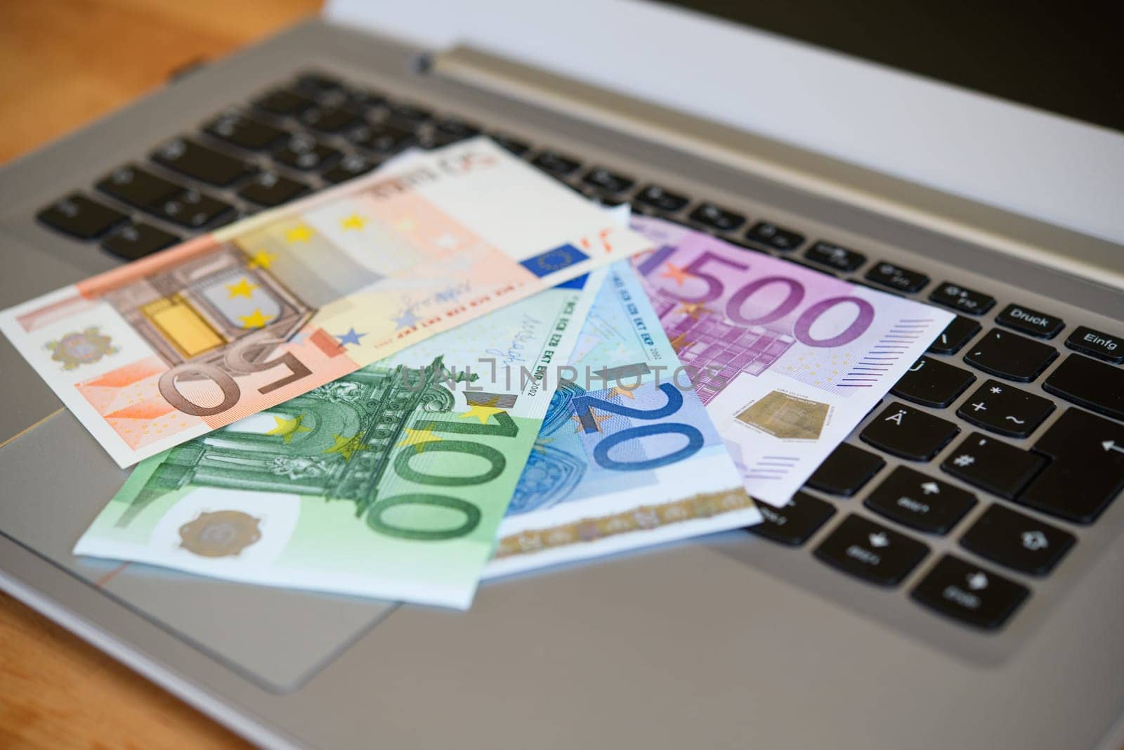 still life- computer keyboard with euro bank notes