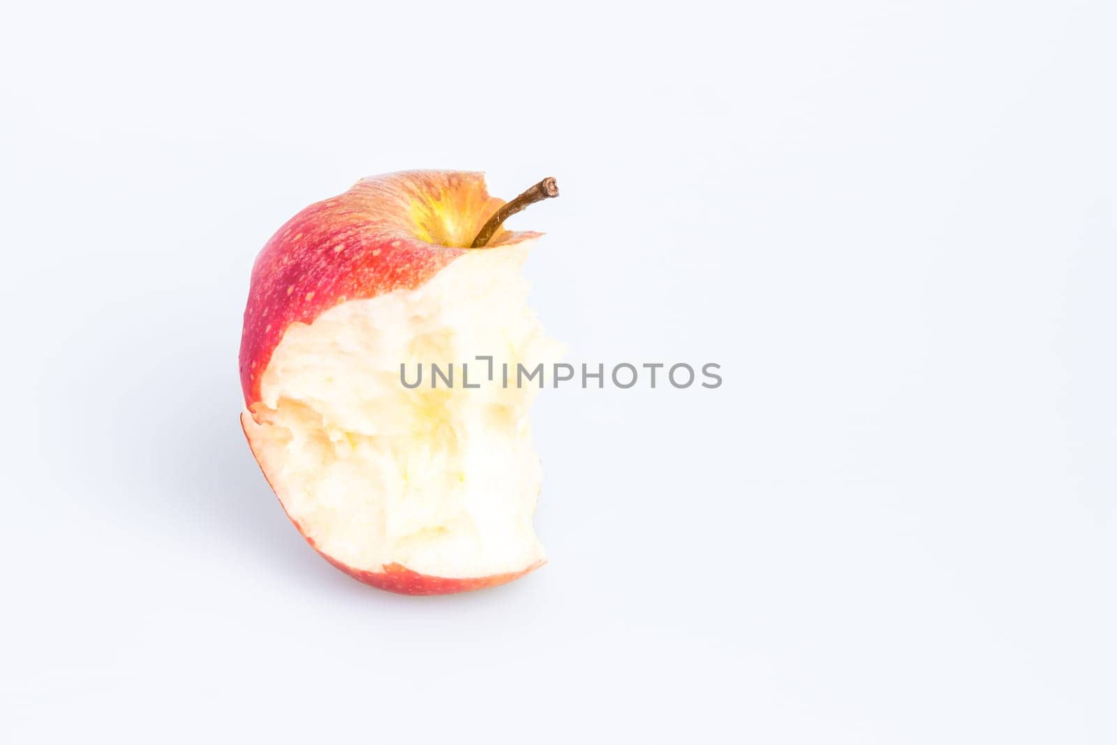 Red Delicious Apple on White Background. Bitten apple.