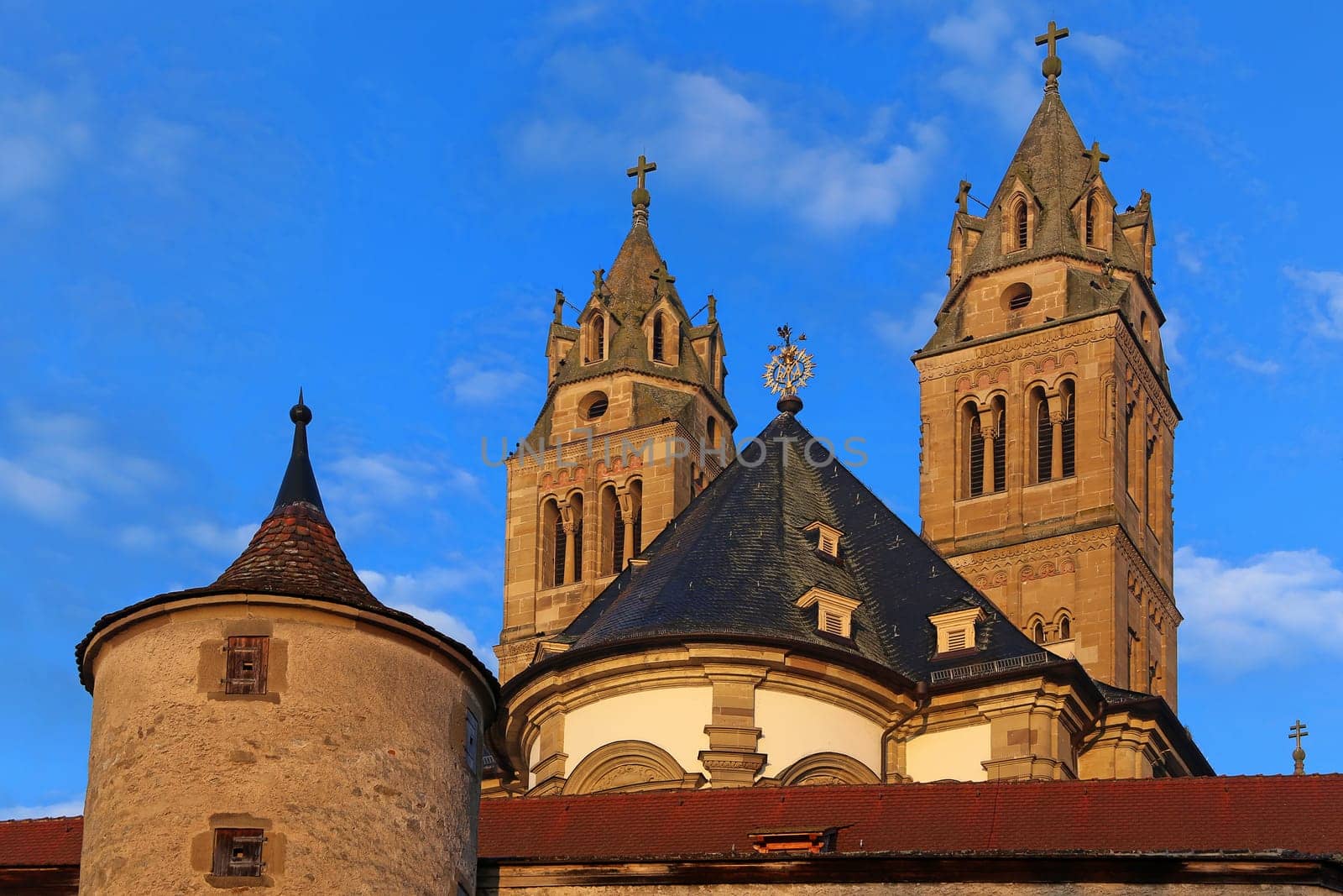 Detailed view of Comburg near Schwäbisch Hall in the morning light