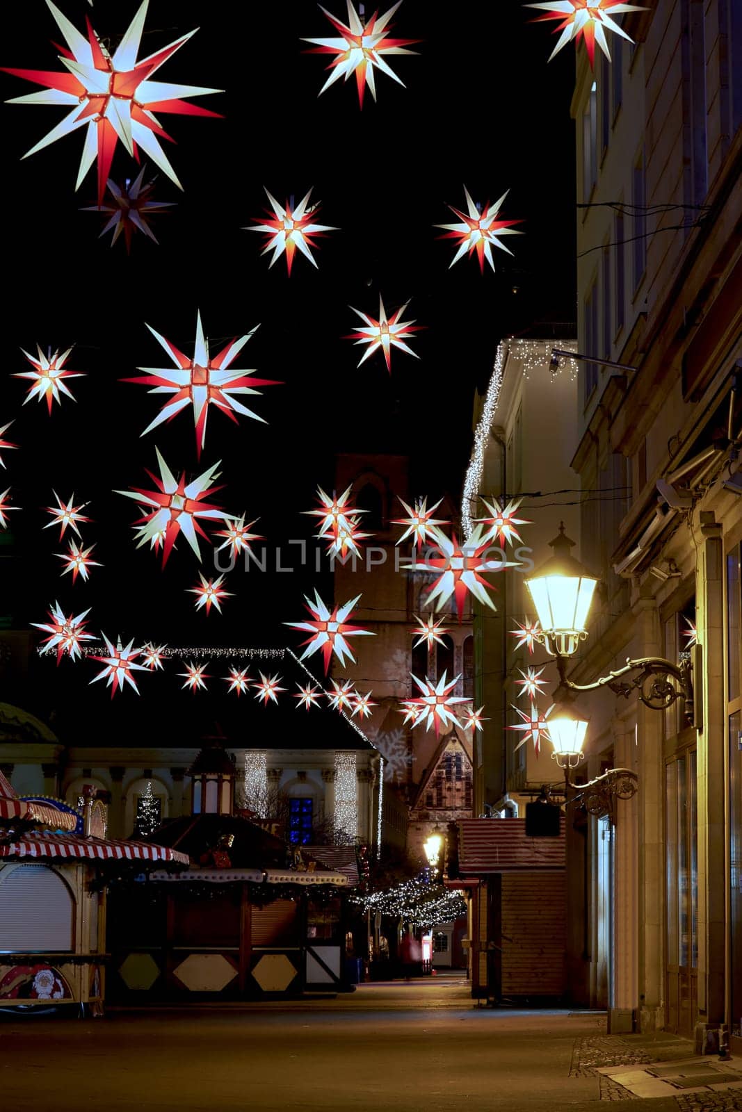 Christmas market on the old market in Magdeburg at night