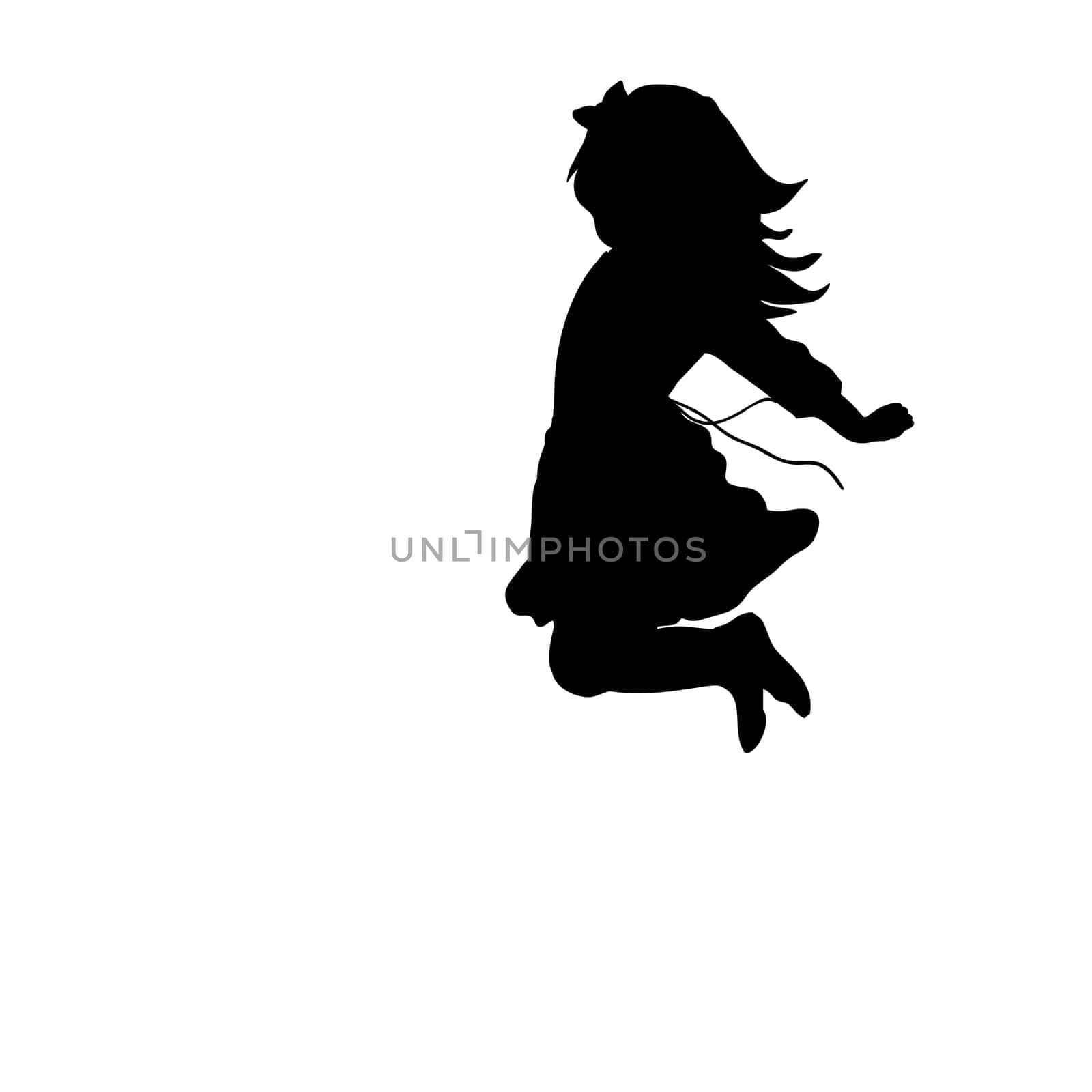 Silhouette happy girl jump up. Vector illustration