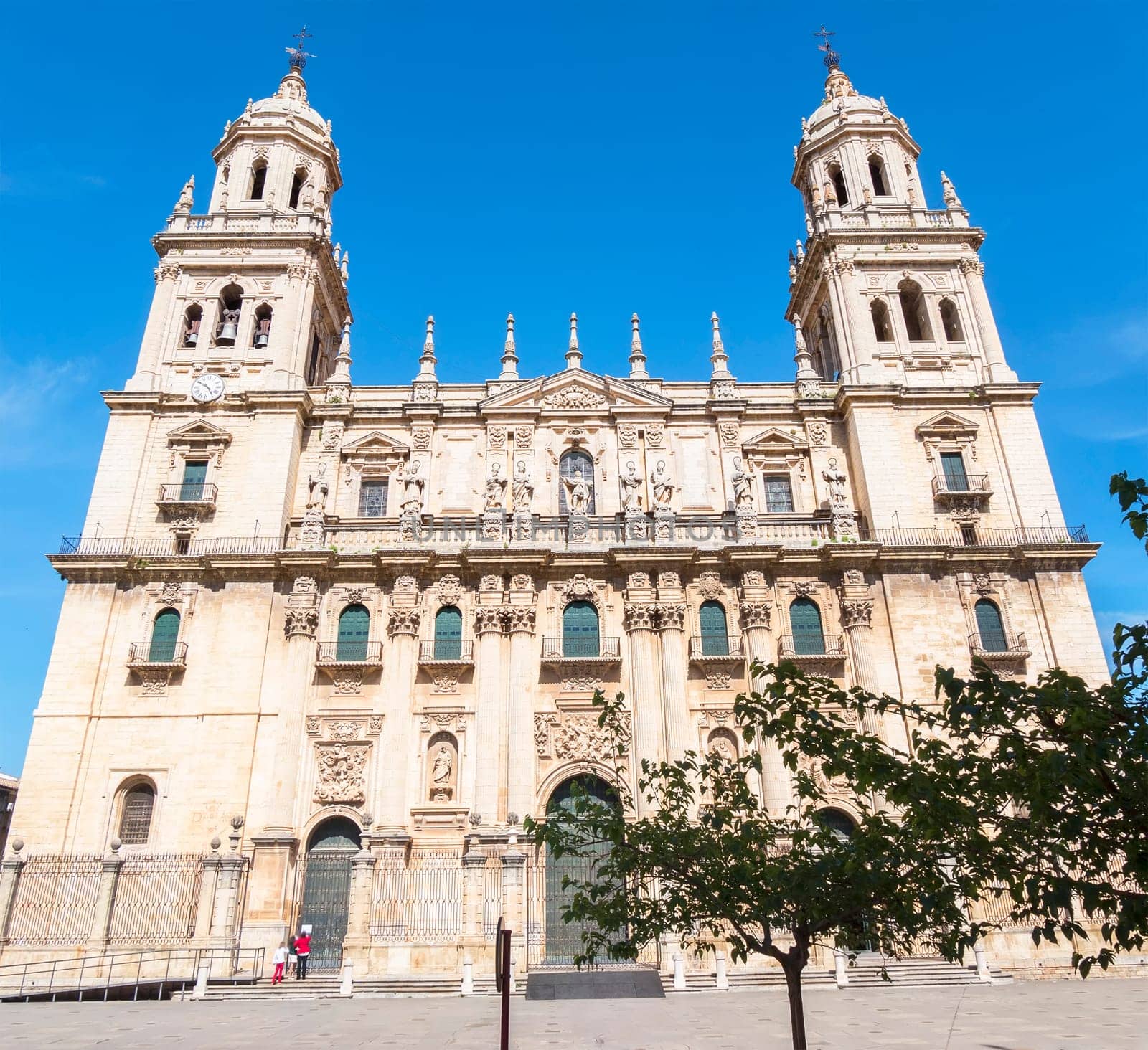 Jaen Assumption cathedral main frontal facade, Spain