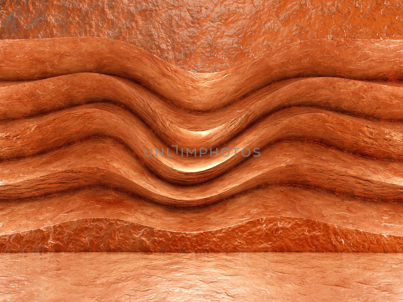 Abstract background, copper-colored wall. 3d rendering.