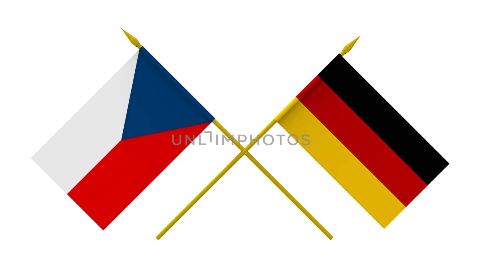 Flags of Germany and Czech, 3d render, isolated on white