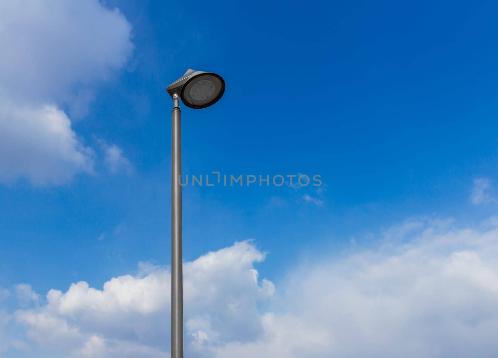 Led lamp for road with blue sky and cloud background