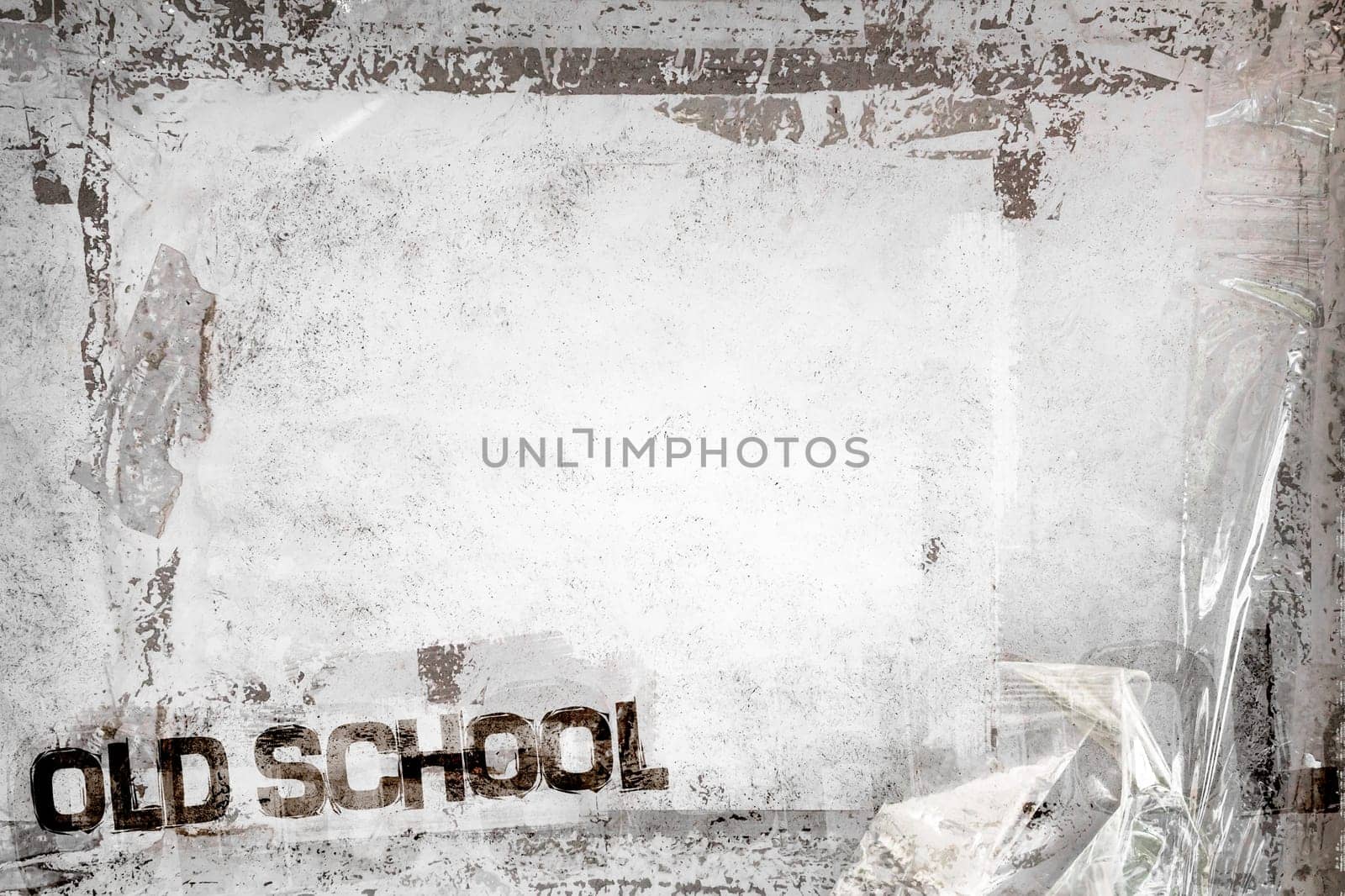 OLD SCHOOL theme. Background with old marking tapes. Grungy  frame and remains of scotch tape and cellophane. Fully editable. It can be used as a food menu, poster, wallpaper, design t-shirts and more.