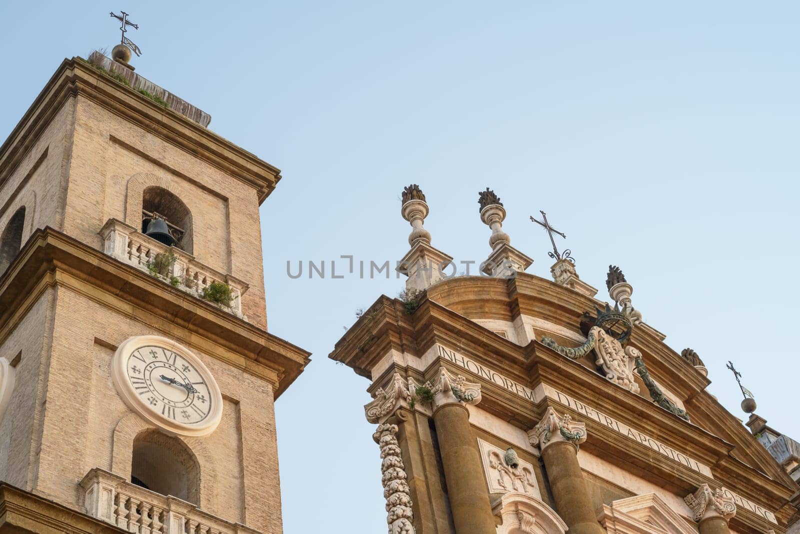 A nice Clock tower of a church in Frascati, a little town near Rome, Italy