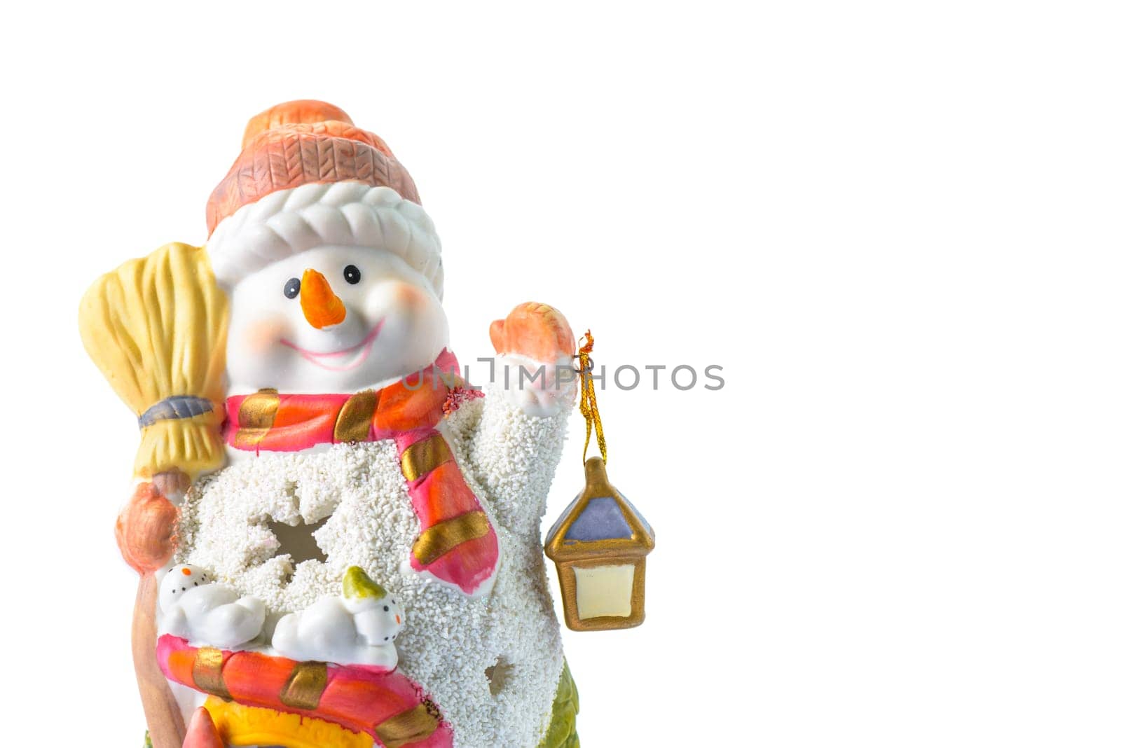 a centerpiece which depicts a snowman