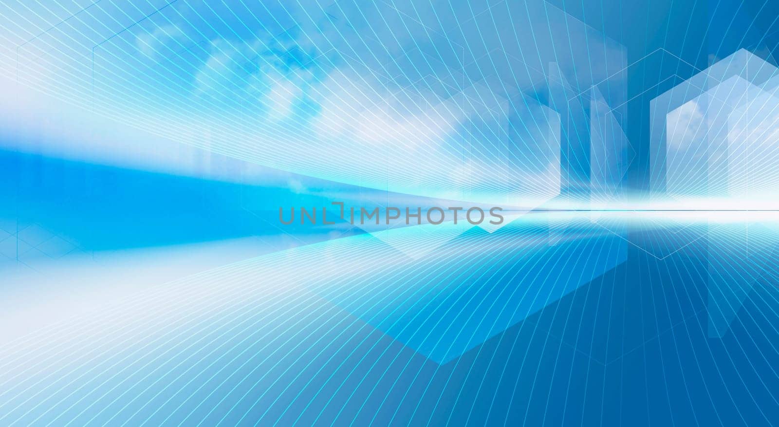 abstract line network on background structure collaged with horizon line. Waves,lines,space,movement,creativity,symbol,dynamics,net,computer,technology,banner,concept.