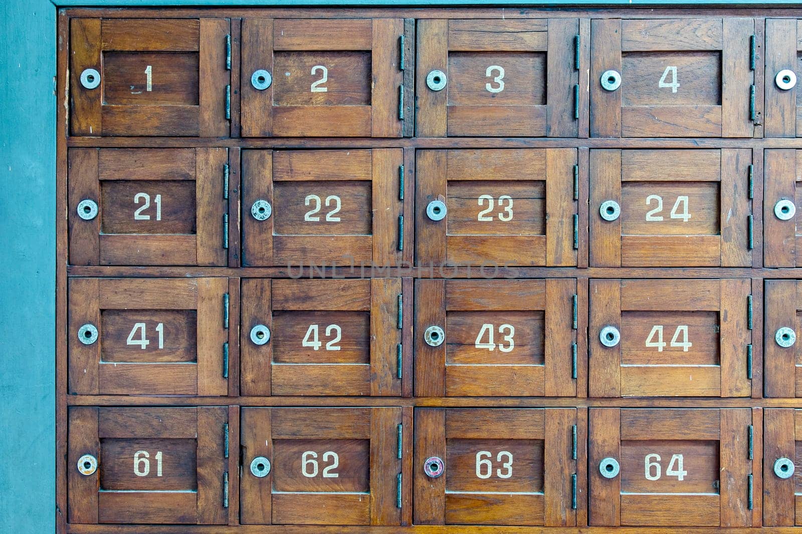 Old wooden Post Box with numbers