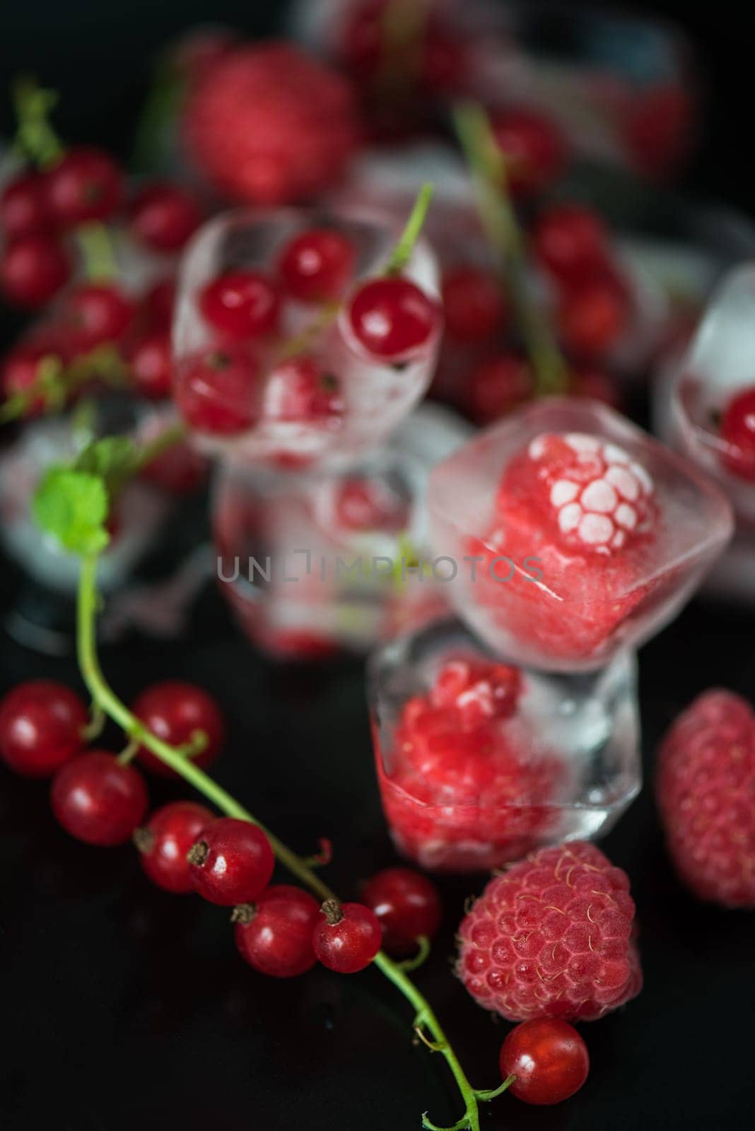 Fresh frozen berries raspberry and red currant