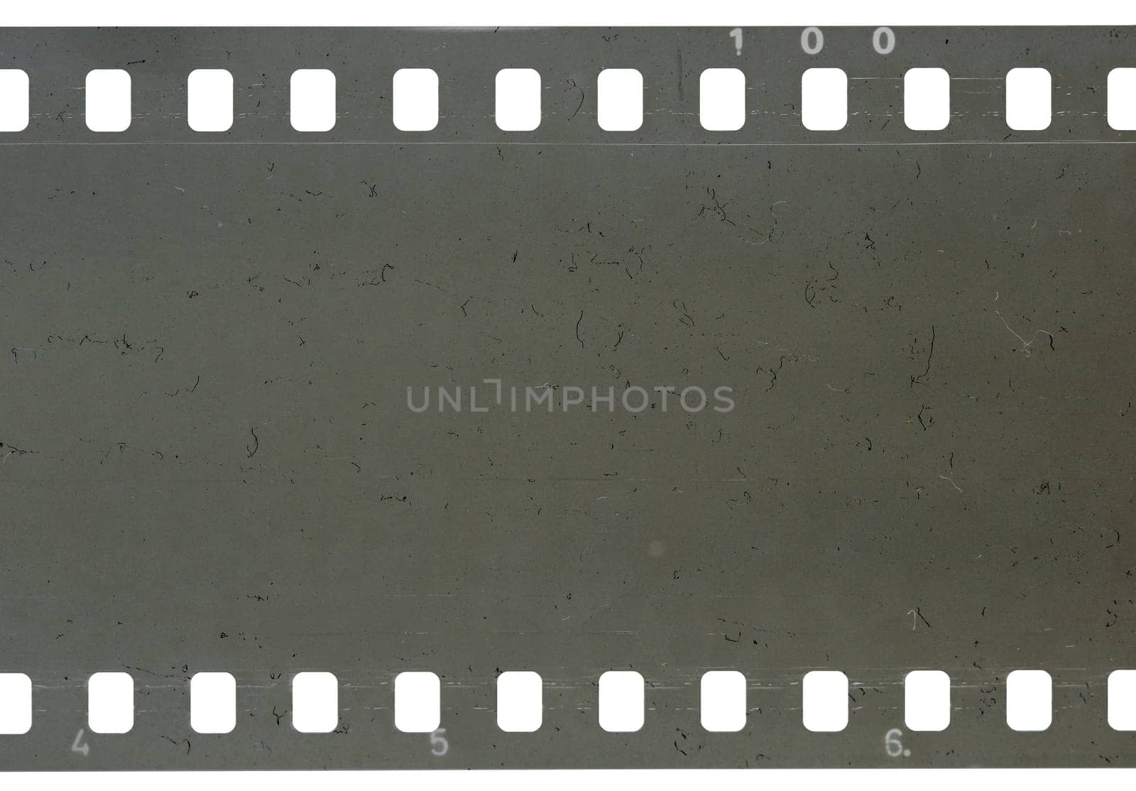 Strip of old celluloid film on white background