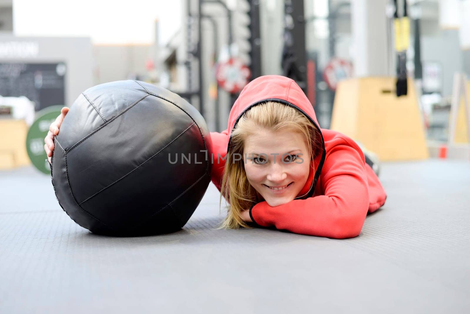 Woman with medicine ball